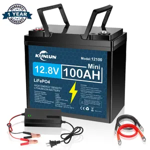 12V 100Ah LiFePO4 deep cycle rechargeable lithium battery with 10Ah charger, over 5000 life cycles, built-in BMS, perfect backup power, off-grid home energy storage core series, maintenance free