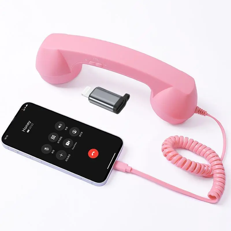New TYPE-C Straight Plug Phone Retro Mute, C-Style No Conversion Needed, External Call Handset with Simple Ergonomic Design in Colorful Various Dreamy Colors Portable Mini audio Black Headset