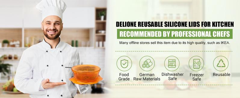 CuLiDing Kitchen Food Storage Silicone Lids - Reusable Flexible Bowl Lids for Cups or Square Containers, Fridge and Microwave Safe, Mixed Sizes