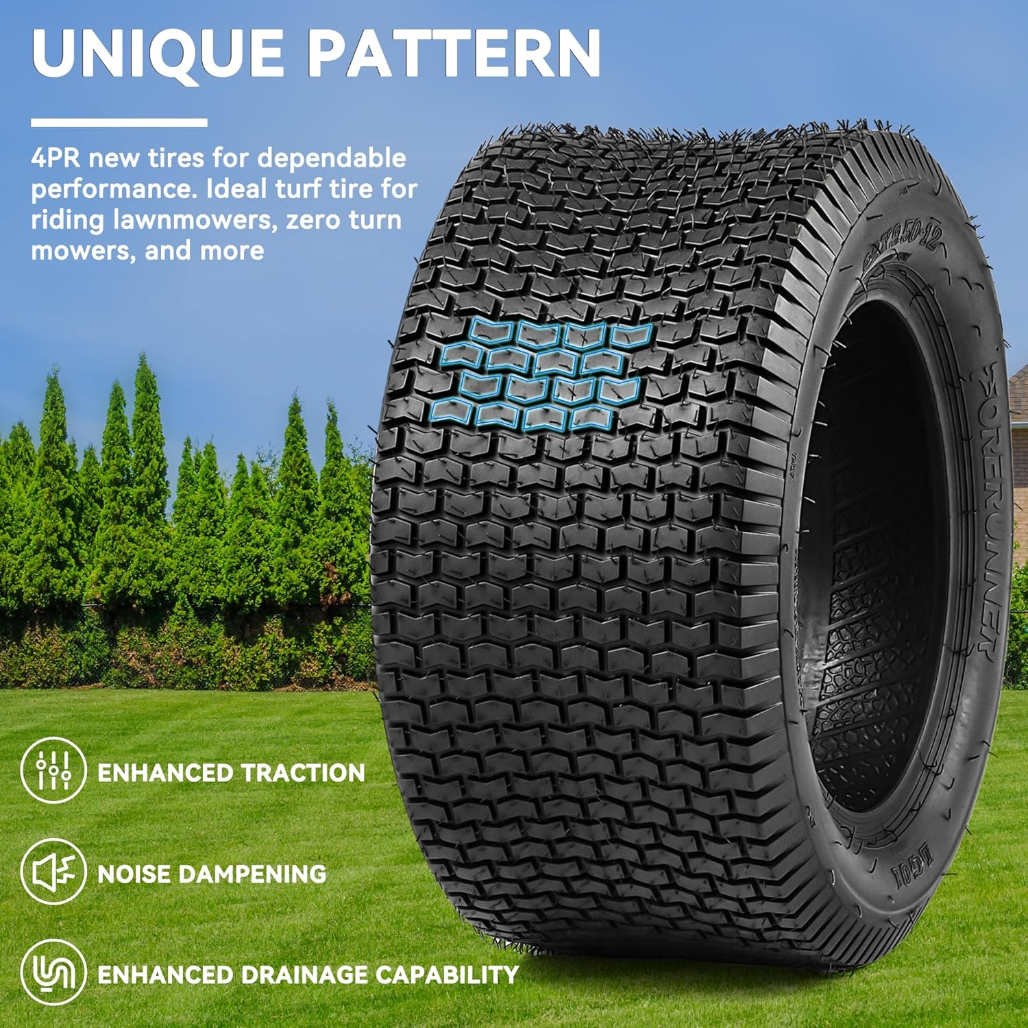 YITAMOTOR 22x9.5-12 Lawn Mower Tires, Suitable for Lawnmowers, Motorcycles, Garden Tractors, Golf Carts, and Farm Equipment, 4Ply, Set of 2