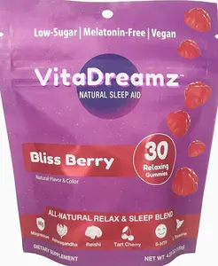 Melatonin-Free Sleep Gummies | Magnesium, Ashwagandha, Tart Cherry & L-Theanine | Natural Calm & Restful Sleep Support | Vegan, Sugar Free Bliss Berry | 30 Count