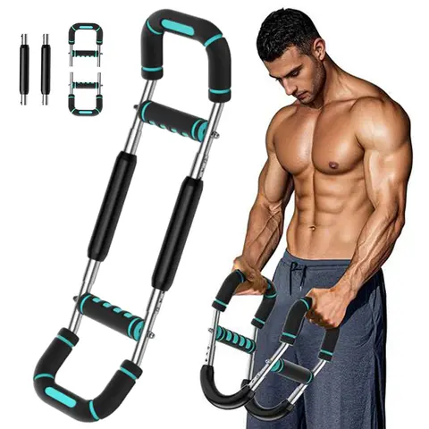 Adjustable Resistance Power Twister Bar - Men's Boost Strength Training Tool, Compact Portable Workout Equipment, Exercise Equipment for Home Workouts, Strengthens Chest and Arm Muscles with Adjustable Handle,outdoorfun