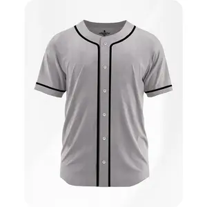 Exxact Sports Blank Baseball Jersey Men, Full Button Down Plain Baseball Jersey, Sports Uniforms Men Women Jersey - (Grey) Baseball Jersey for Fans