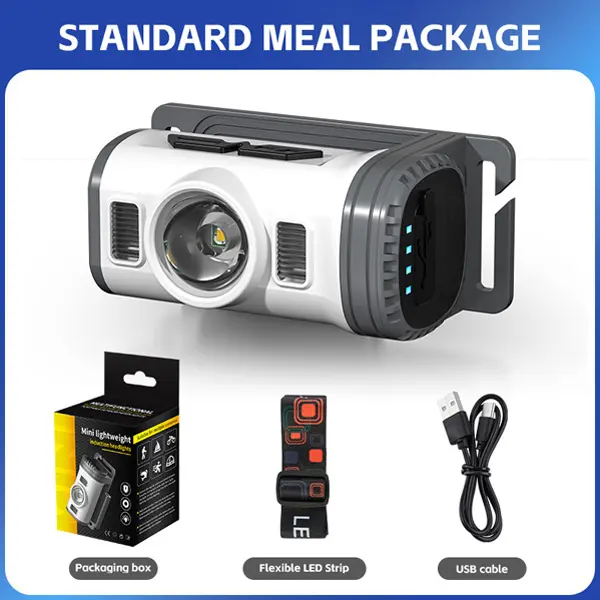 Mini Multi-Function Rechargeable LED Headlamp – Adjustable 360° Rotatable Beam Clip-On Cap Light with Motion Sensor & Head Strap, Waterproof High-Brightness Flashlight for Fishing, Camping & Outdoor Use