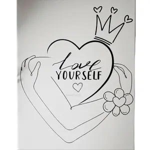 DTF Transfer Outline - Press & Paint Outline, Color your own DTF Print - Love Yourself - Coloring Activity - Sip and Paint  Party