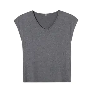 Relaxed Fit V-Neck Cap Sleeve T-Shirt for Women Lightweight Breathable Fabric Perfect for Layering or Wearing Alone Comfortable Fit for All Day Wear
