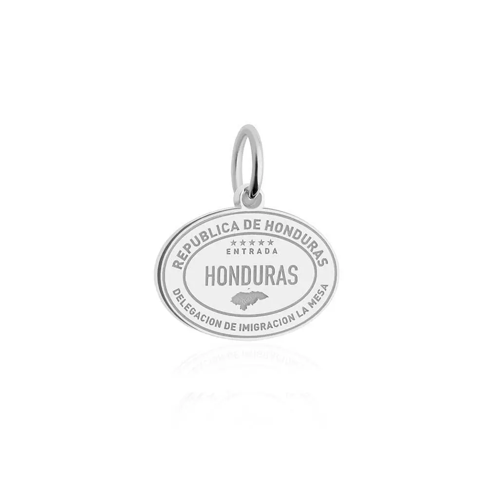 Honduras Passport Stamp Charm Silver