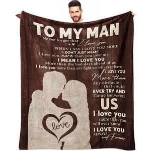 to My Man Blanket 60" x 50", Valentine's Day/Birthday Gifts for Boyfriend/Him/Husband Fiance, Birthday Gifts for Men, Anniversary Romantic Bf Gifts, Men's Bday Gift, I Love You Gifts for Him