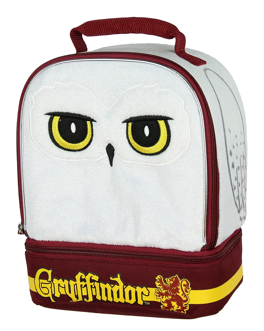 Harry Potter Hedwig the Owl Gryffindor House Dual Compartment Insulated Lunch Box Tote Bag 10"