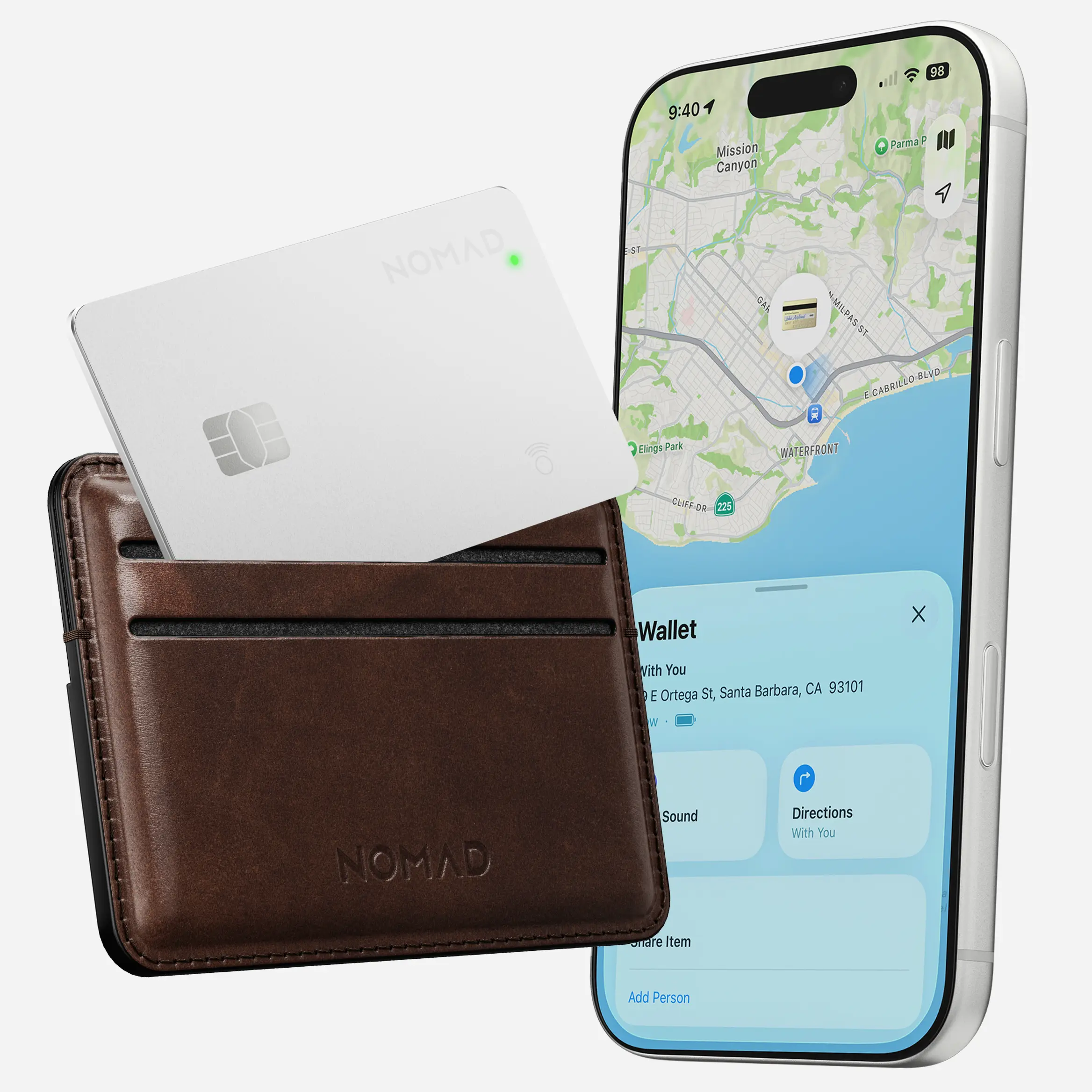 NOMAD Pro Smart Tracking Card - Anti Lost Wireless GPS Tracker with Thin Profile, Cells, Wireless Positioning, Sensor, Lithium Ion Battery, Qi Charging, iOS Compatibility, Compact Wearable Wallet-Compatible Device (White), Anti Theft Tracking