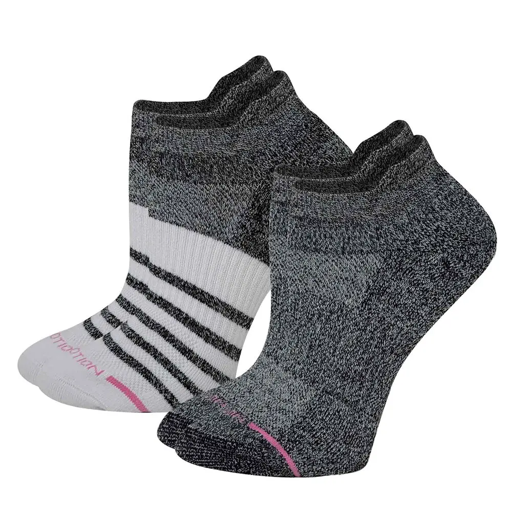 Women's Compression Socks, 2-Pack Striped Ankle Cut with Cushioned Arch Support and Reinforced Toe for Outdoor Sports, Socks Women