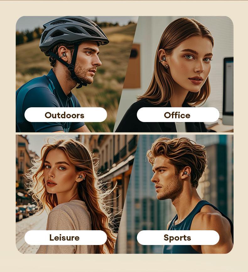 HYUNDAI M100 Clip-On Ear Headphones with Audio-Visual Touch Screen, Wireless Audio Headphones for Music & Phone Calls, Sport Waterproof & Sweatproof, with 2025 Bluetooth 6.0 for Faster, Stable Connection & Low Power Use