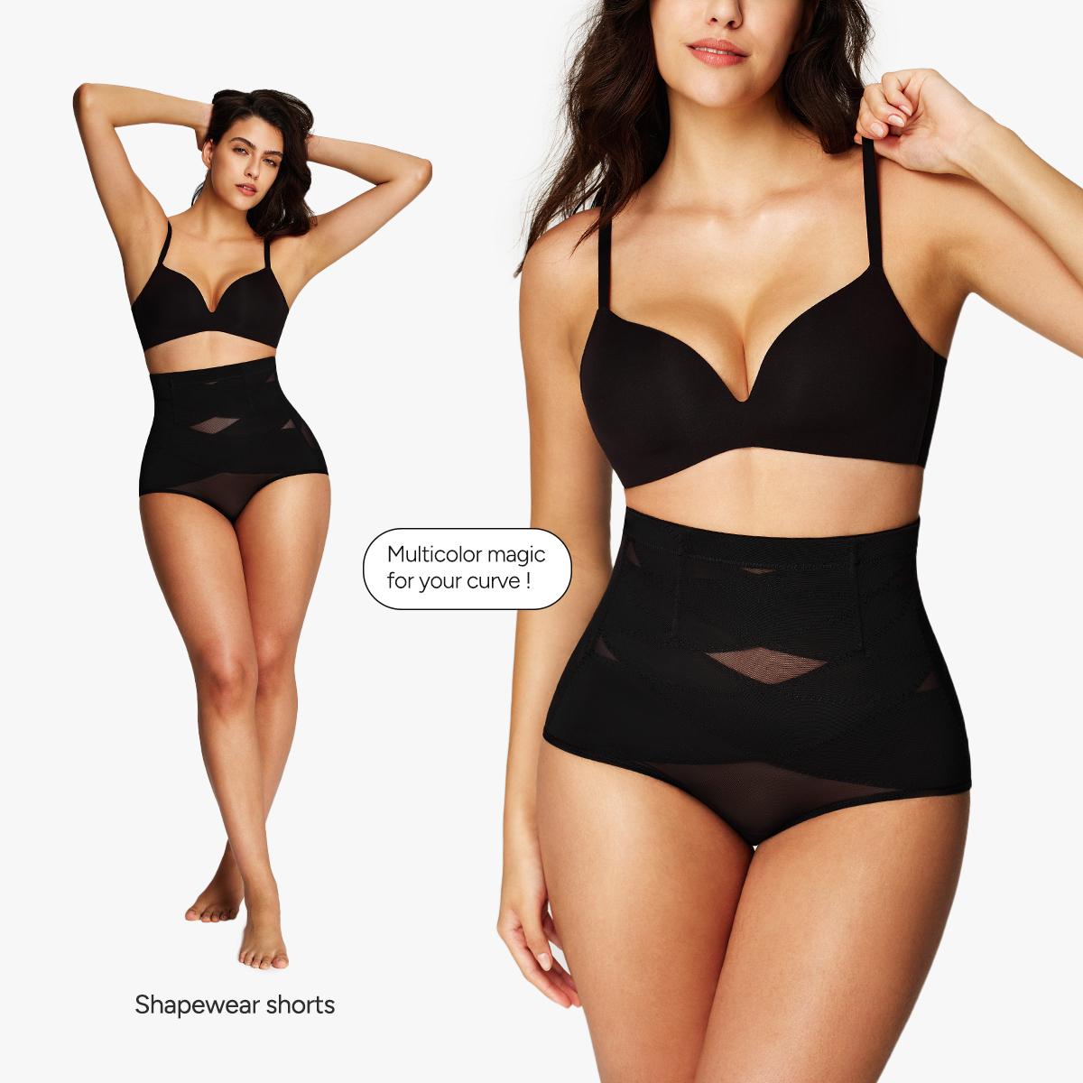 Nebility Women's 2 Pack Mesh Breathable Shapewear Underwear Shorts Skinny Tummy Control Womenswear Minimalist Compression Basic Black+Black