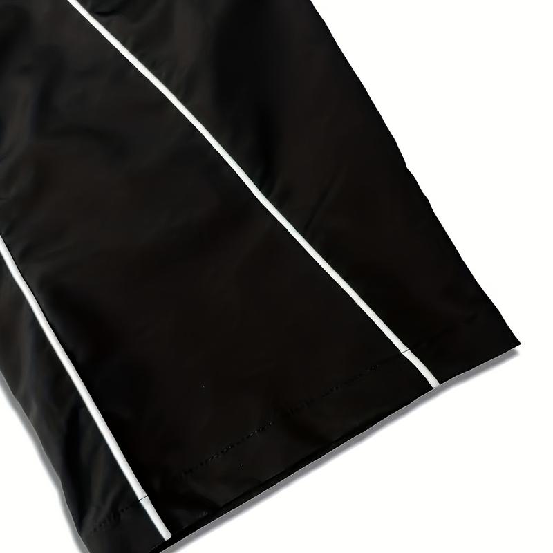 Men’s Street Style Joggers – Lightweight Polyester Sweatpants with Side Stripe, Pockets & Drawstring Waist, Black & Gray Casual Athletic Pants for Everyday Wear, Streetwear Joggers | Drawstring Waistband | Glossy Finish