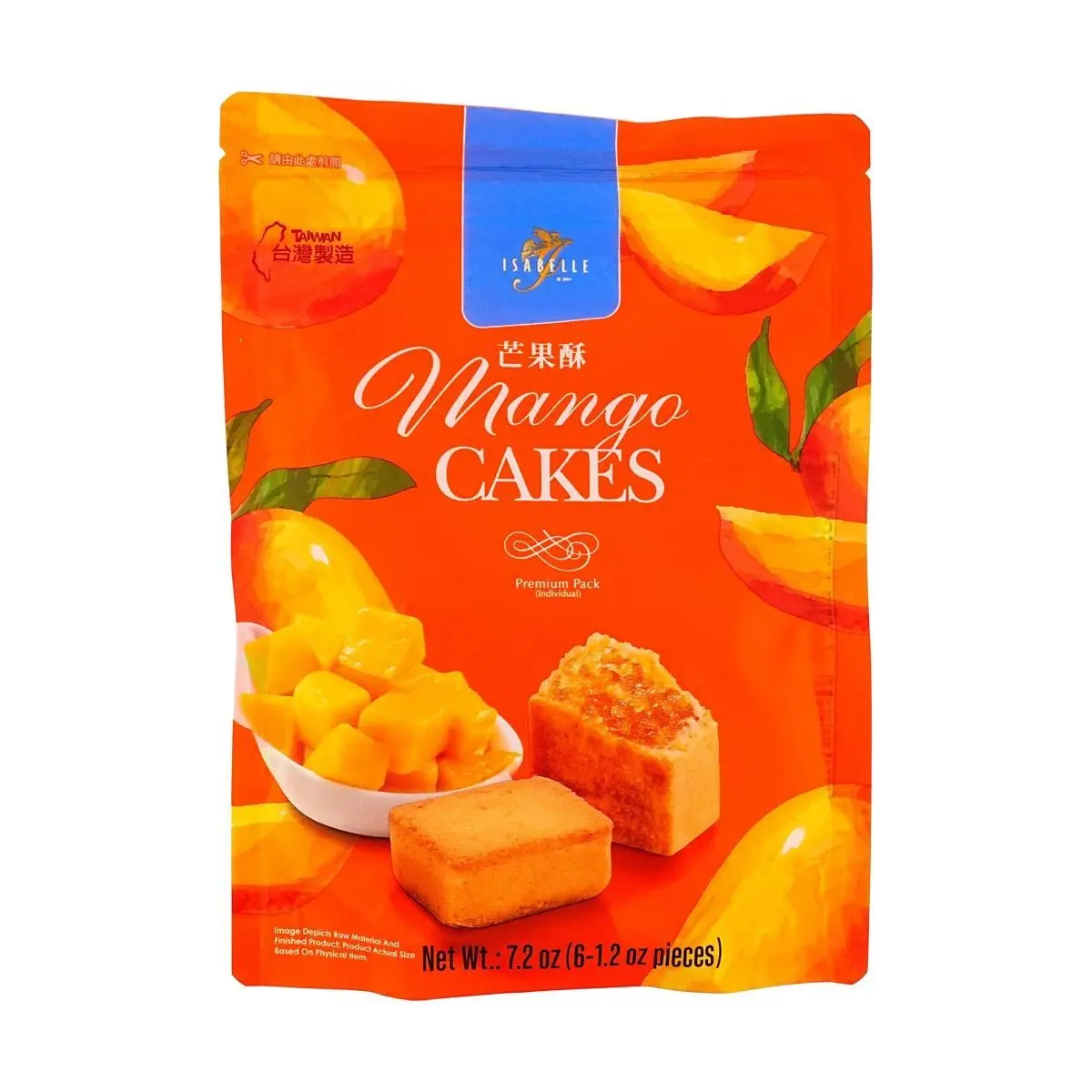 ISABELLE Taiwan Mango Pastry 6 pcs Bag 204g - Authentic Taiwanese Fruit Snack, Delicious Baked Good ISABELLE Taiwan Mango Pastry 6 pcs Bag 204g - Authentic Taiwanese Fruit Snack, Delicious Baked Good