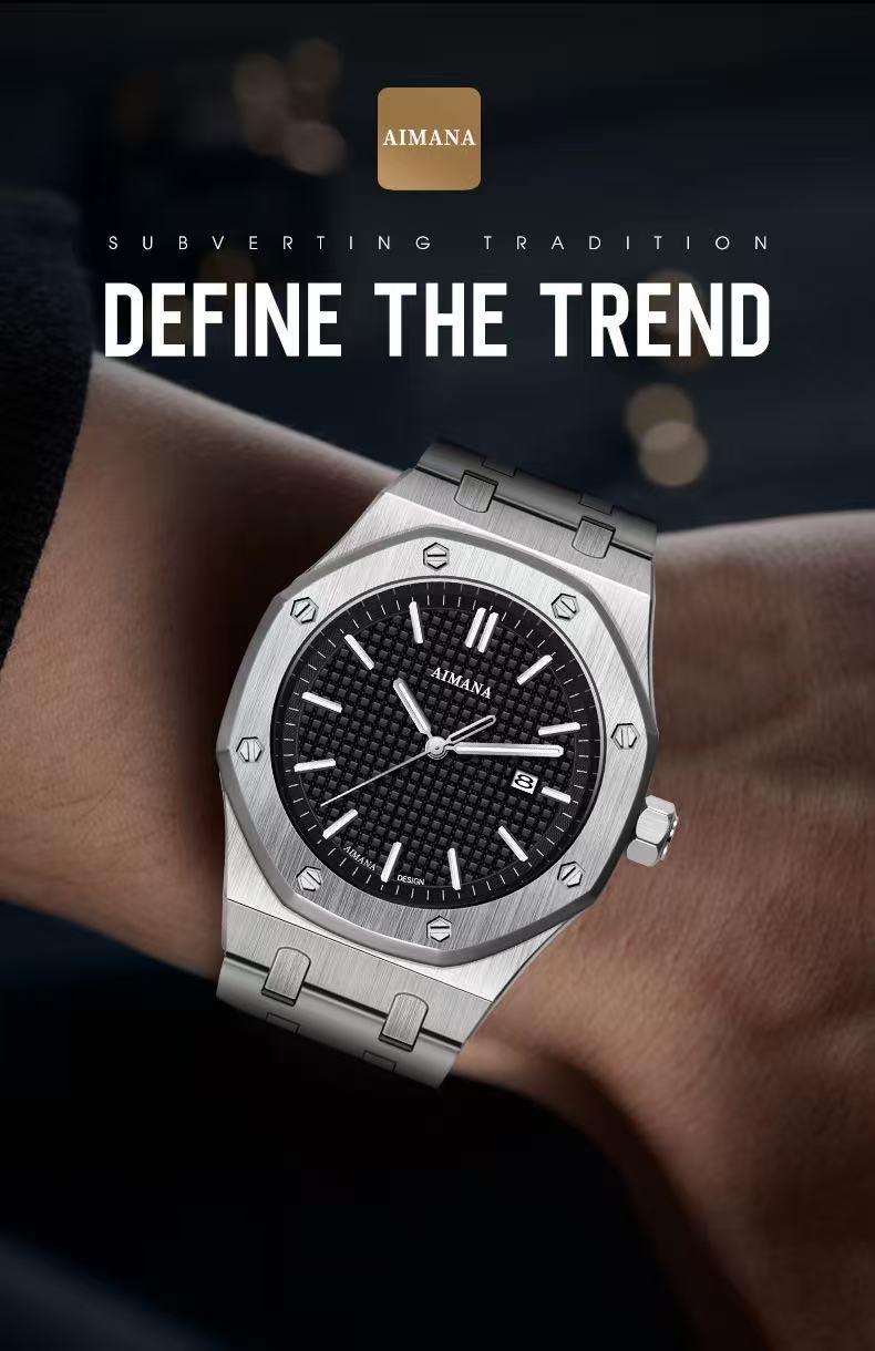 Buy One Get One Free – AIMANA Fashion & Versatile Watch with Original Swiss Movement, Calendar Function, Mechanical Style, Sapphire Crystal, Alloy Strap, Luminous and Waterproof Design