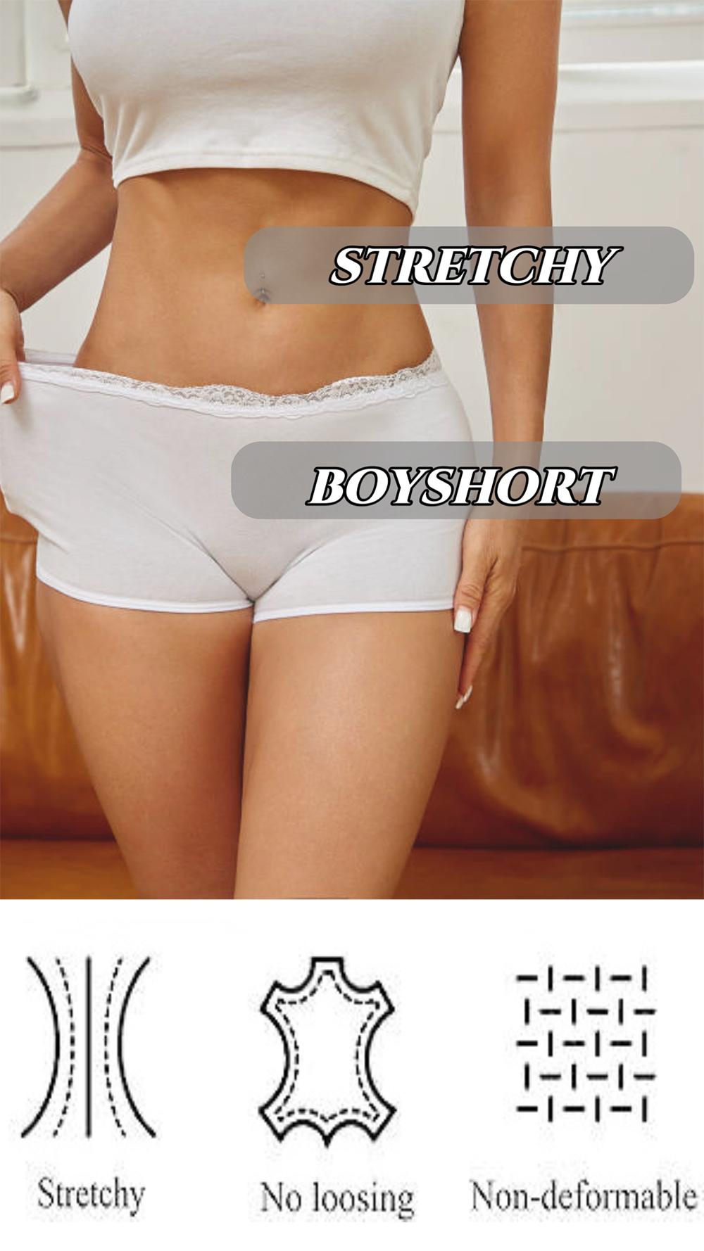 FINETOO 6pcs Boyshort Underwear for Women Cotton Boxer Briefs Full Coverage Ladies BoyShorts Panties Lace Wave Design Sweet Ladies Panties S-2XL FINETOO 6pcs Boyshort Underwear for Women Cotton Boxer Briefs Full Coverage Ladies BoyShorts Panties Lace Wave Design Sweet Ladies Panties S-2XL