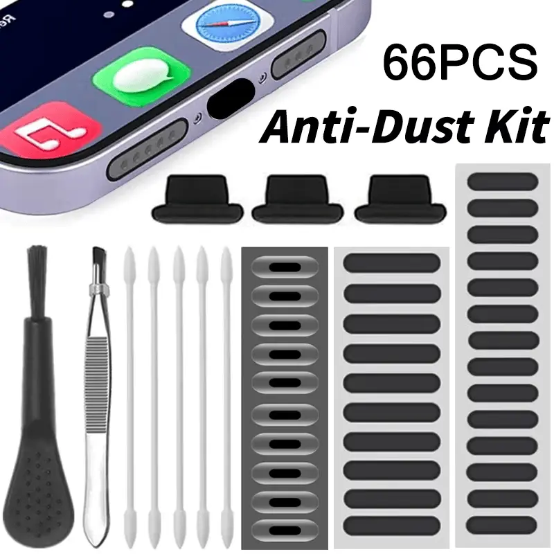3-in-1 Phone Speaker Cleaner Pen with Sticker - Multi-Purpose Cleaning Kit for AirPods, Earbuds, Keyboard, Charging Port