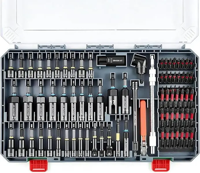 86 PCS Impact Driver Socket Set, Magnetic Nut Driver Set for Drill | Multi-Function Drill Bit Set with Right Angle Adapter, Universal Socket, Bit Holder, SAE Metric Sizes and Storage Case