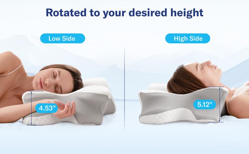 Alcedo Cervical Pillow for Cozy Sleep, Odorless Ergonomic Contour Memory Foam, Orthopedic Bed Pillow for Side, Back, and Stomach Sleepers