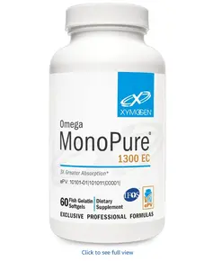 XYMOGEN Omega MonoPure 1300 EC - Fish Oil with 3X Greater Absorption - DHA EPA Omega 3 Supplement for Heart Health + Cognitive Support (60 Softgels)