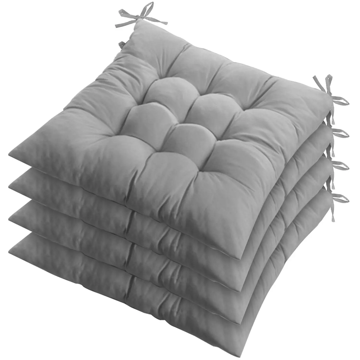 4Pcs Chair Cushion Pads Pillow Soft Tie On Square Sitting Mats For Home Office Car Sitting Travel(Standard)