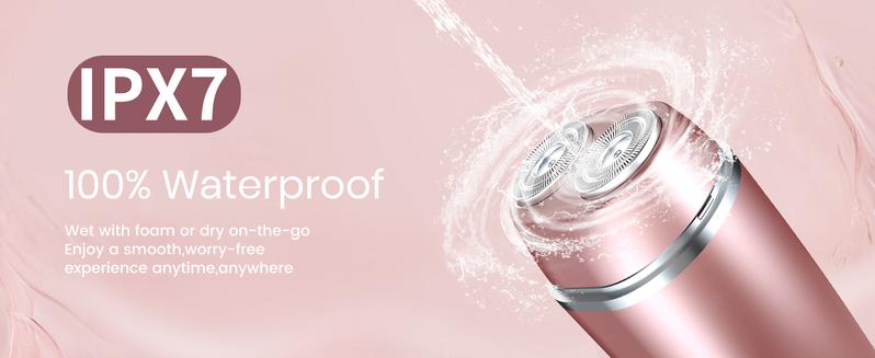 LILA by Akunbem 2 in 1 Women's Electric Shaver Dual Head Bikini Trimmer IPX7 Waterproof Wet Dry Use Body Hair Trimmer Facial Hair Remover for Bikini Underarm Leg Arm Body Face