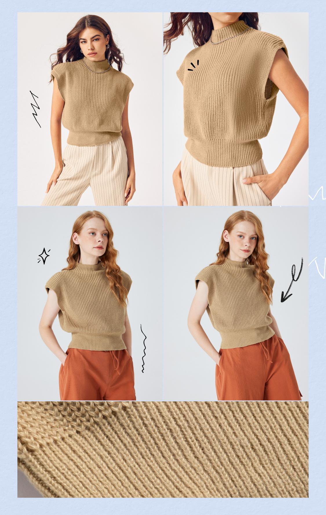 Cider Solid High Neck Knit Vest