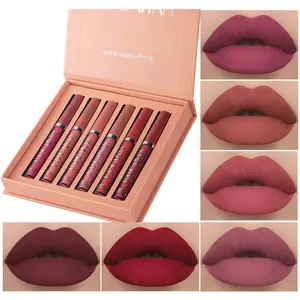 6Pcs Matte Liquid Lipstick Set Long Lasting Waterproof Non Stick Cup Lip Gloss Makeup