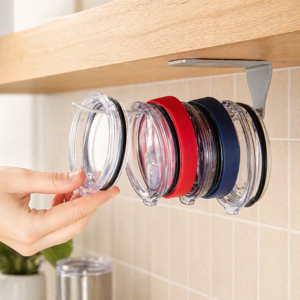 Tumbler Lid Organizer — Under-Cabinet Storage for Tumbler Lids