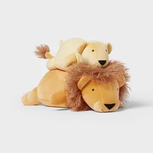 Lion and Baby Weighted Plush Kids' Throw Pillow Yellow - Pillowfort