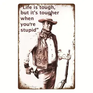 Cowboy Pattern Metal Tin Sign, Waterproof & Dustproof Wall Decor, Wall Art for Home Garden & Patio Decoration, Vintage Metal Sign