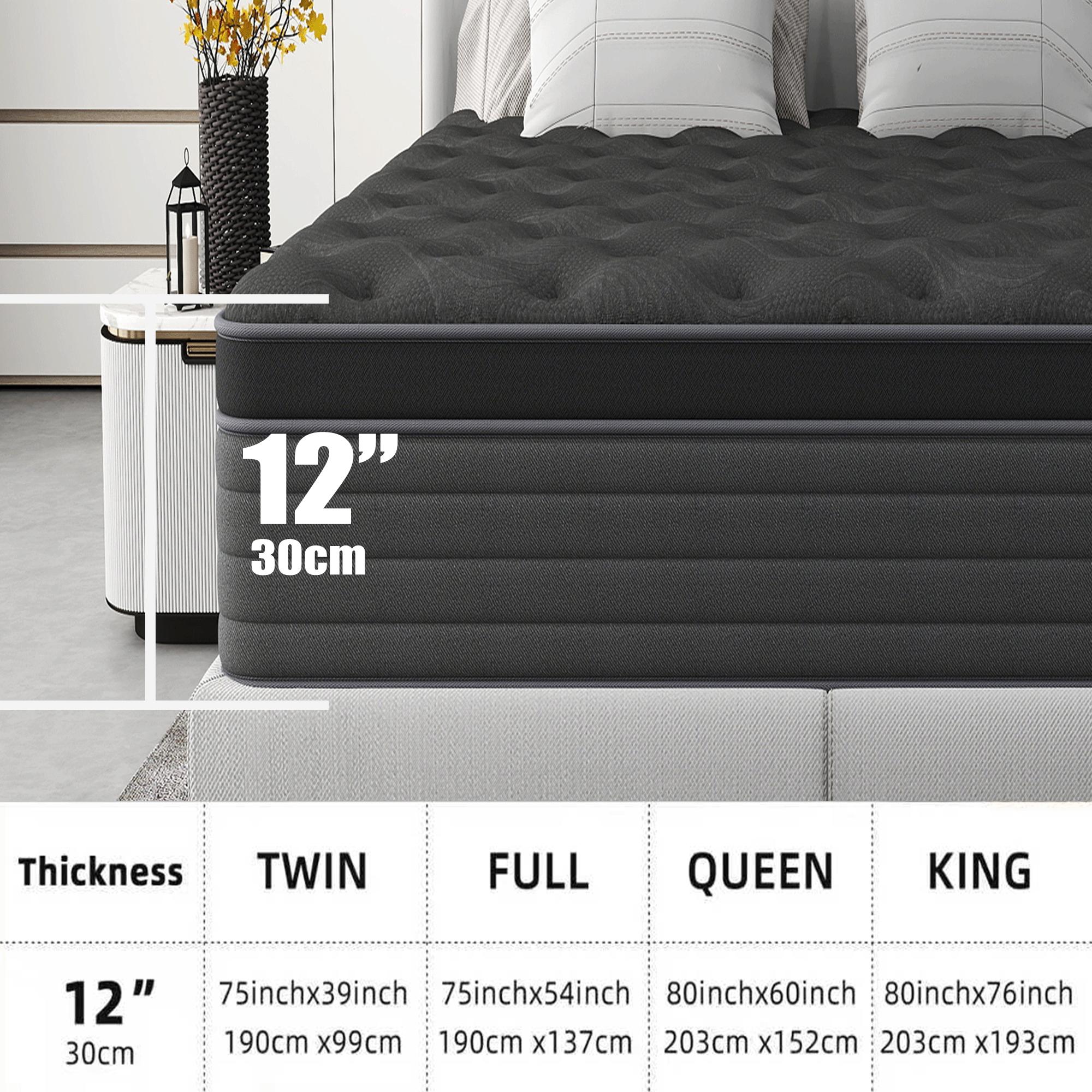 mattress queen size 12-inch/14-inch Spring Mattress, Memory Foam, Pocketed Coils, Ergonomic Design, Medium Firmness, Offers Comfortable & Supportive Sleep Experience, Ideal for Home & Hotel Use,es, colchones para cama,hibrid  mattress Gel Topper Full