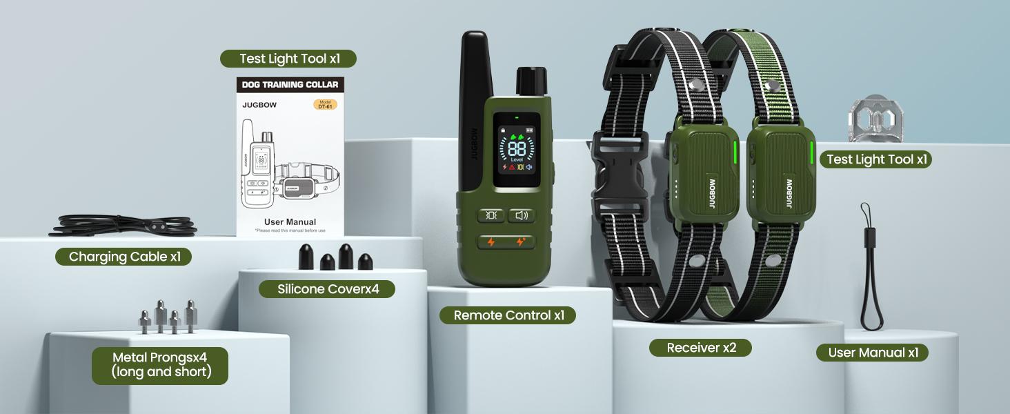 Jugbow Dog Collar 2 Dogs 4500FT Dog Training Collar with Remote, IPX7 Waterproof E Collar for Dogs Training Outdoor Rechargeable Collars for Dogs (10-120lbs)