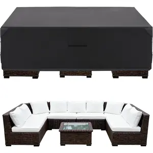 600D Waterproof Outdoor Furniture Cover for Patio Table, Bench and Chair Set, Heavy Duty UV Resistant Patio Cover for Indoor Outdoor Use,  Sizes: 108"x82"x28", 111"x74"x29", 126"x63"x29" - Black