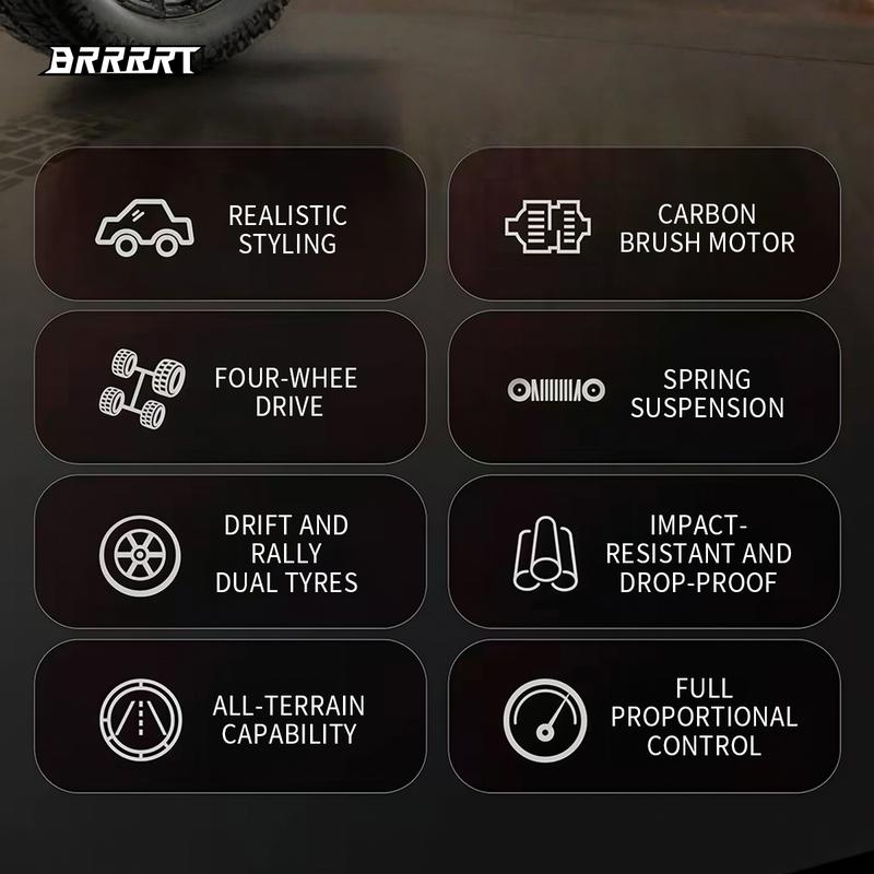 BRRRRT Mini Remote Control Rally Car, Realistic Design with 4WD System, All-Terrain Performance, Shock-Absorbing Structure, Equipped with Sound and Light Effects, Includes Rally and Racing Tires — Perfect RC Toy for Kids and Adults