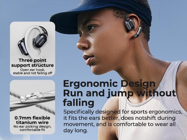 MINISO OWS Bluetooth Earphones, Digital Battery Display, Wireless Headset Headphones, IPX5 Waterproof & Sweatproof, Bluetooth for Gym, Traveling Gadgets, Gift Ideas for Men & Women