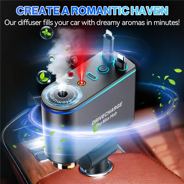Smart Car Charger & Aromatherapy Diffuser with Starlight Mood Lighting - Retractable Fast Charging + 3 Premium Perfumes for the Ultimate Car Experience – Perfect Christmas Gift for Men & Car Enthusiasts，Father's Day