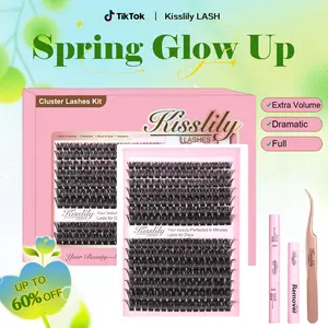 Siren | Kisslily 100D Dramatic Fluffy Lash Clusters Kit I Mega Volume Lashes, D-Curl, DIY Ultra Soft Eyelashes Extension Individual lashes, Waterproof Long Lasting bond seal remover Makeup backtoschool TikTokShopBlackFriday