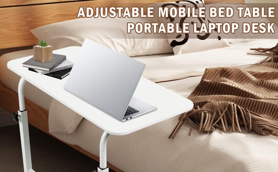 Mean Yeah Mobile Standing Desk, Laptop Desk Height Adjustable, Rolling Standing Laptop Desk with Wheels, Ergonomic Sit-Stand Workstation, for Home Office