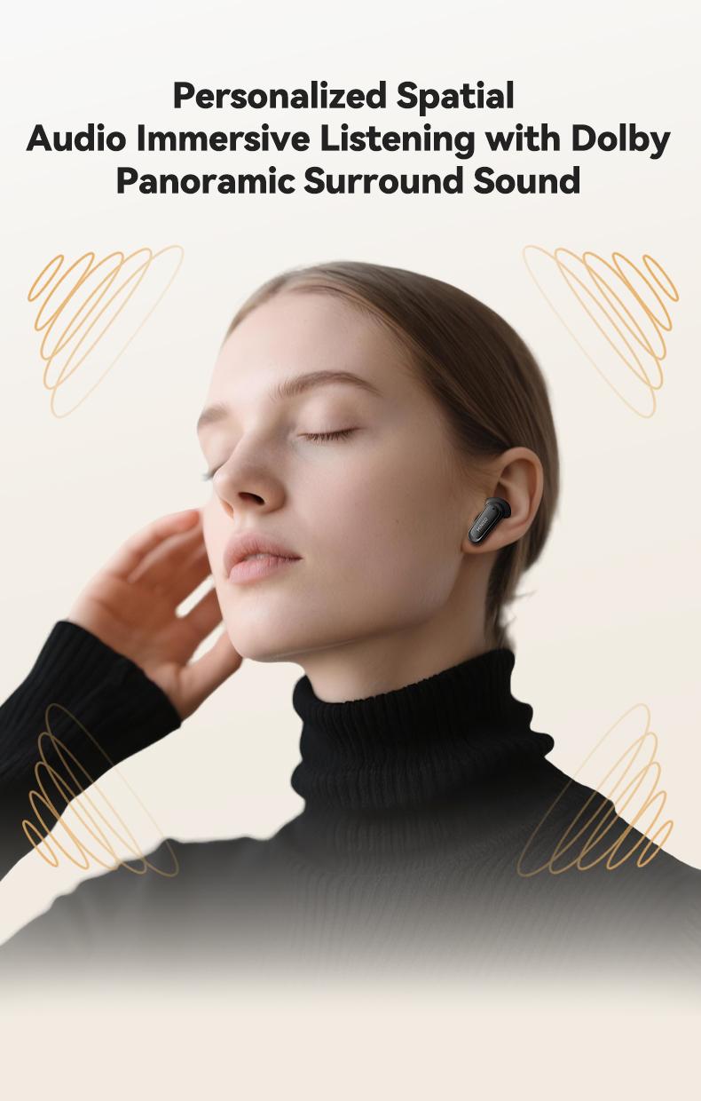 MINISO MS112 Wireless Earphones: Active noise cancellation, suitable for office, sports, studying, and audio calls, in-ear Bluetooth earphones, high-fidelity sound quality, USB-C charging.