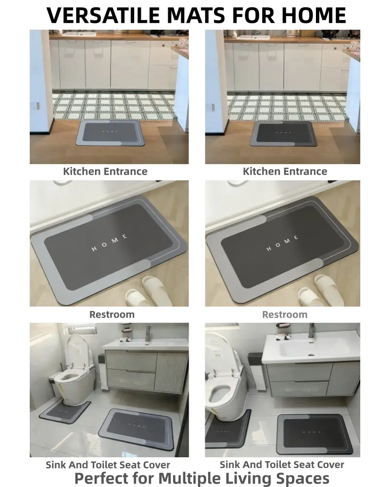 Bathroom Toilet Mat, 3-Piece Set, Quick-Drying Water-Absorbing Floor Mat, Rubber Anti-Slip Bottom Design, Suitable For Bathroom, Washbasin, Toilet, Kitchen, Living Room, Beside The Bathtub, Laundry Room, Bathroom Decoration. Bathmat