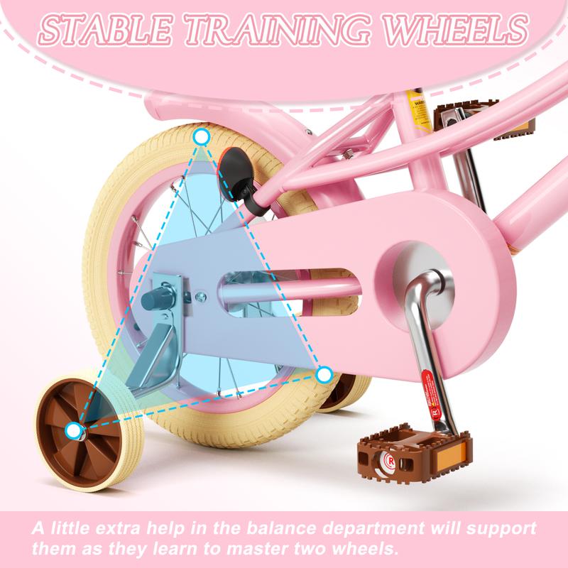 KORIMEFA Bike Toddlers and Kids, 12, 14, 16, 20 Inch Toddler & Kids Bike with Adjustable Seat & Handlebar, Training Wheels, Basket & Bell | Lightweight & Safe Design