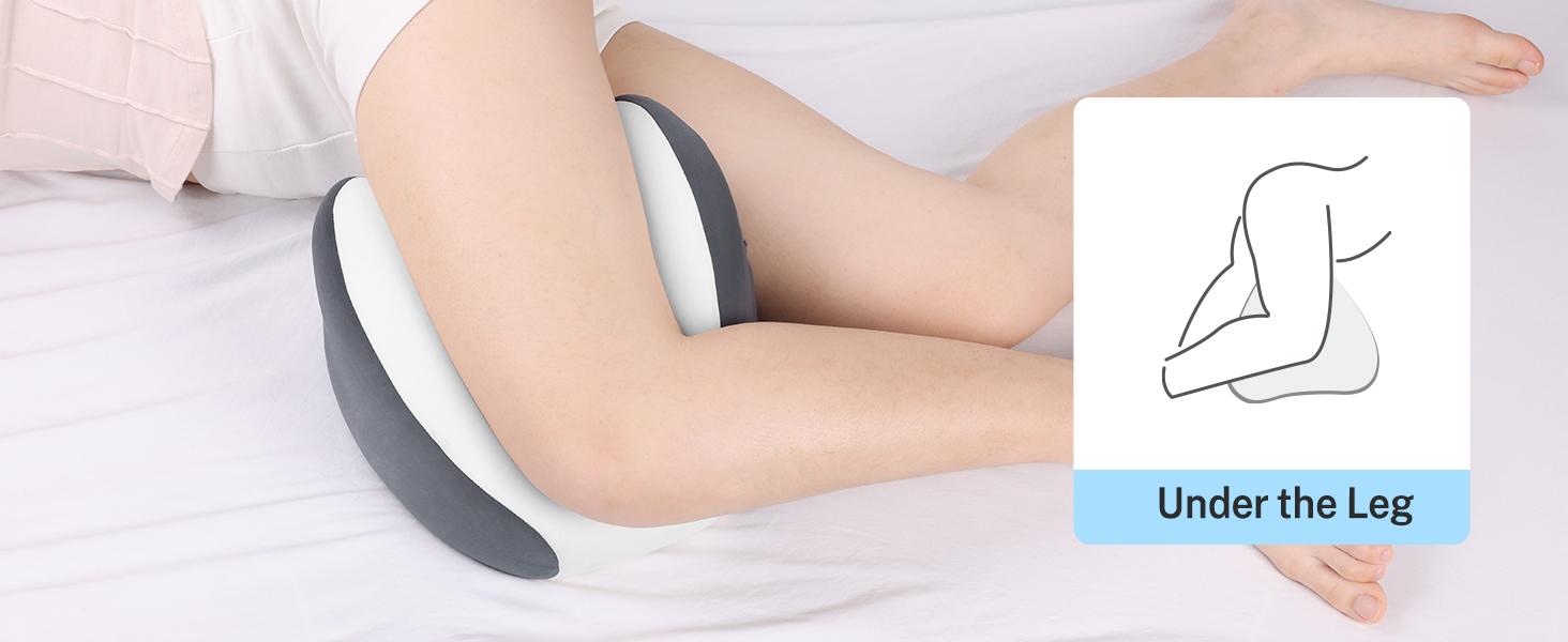 Knee Pillow for Side Sleepers, Leg Pillow with Cooling Cover, Memory Foam Leg Pillow for Side Sleeping, Heart-Shape Cushion for Hip, Back & Sciatica Pain Relief, Grey，Mother's Day Gift