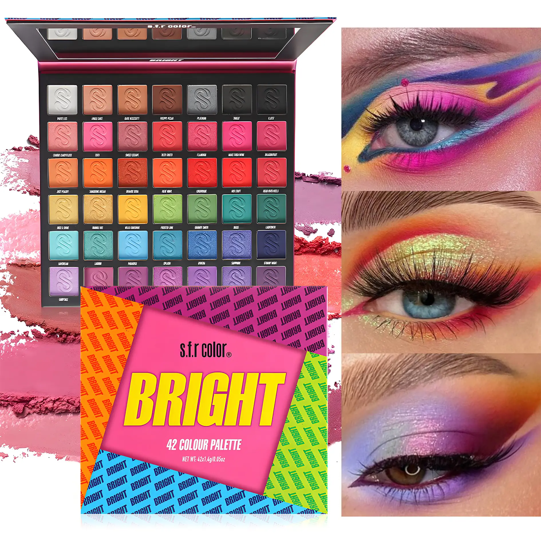 42-Color Dazzling Eyeshadow Palette, Cosmetic with Ultra Pigmented-Blendable Metallic Formula, 1-Swipe Intensity, Setting Option, Ideal for Parties-Festivals, Great Gift to Unleash Creativity