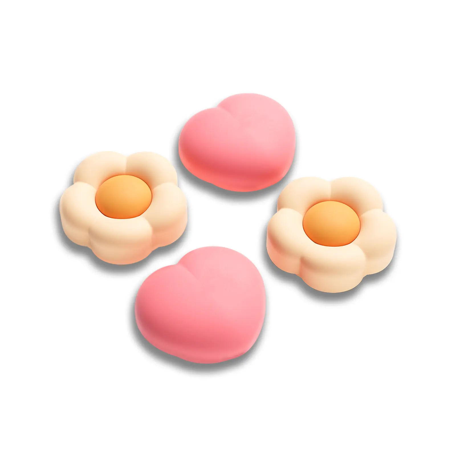 Geekshare Silicone Heart Flower Joystick Caps, Soft Anti-Slip Thumb Grip Accessories for Nintendo Switch 2 Joy-Con (2-Pack) - Pink & Yellow Console Covers