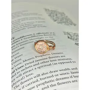 Clear Quartz Flower Genuine Copper Wire Ring for healing, clarity, and cleansing energy