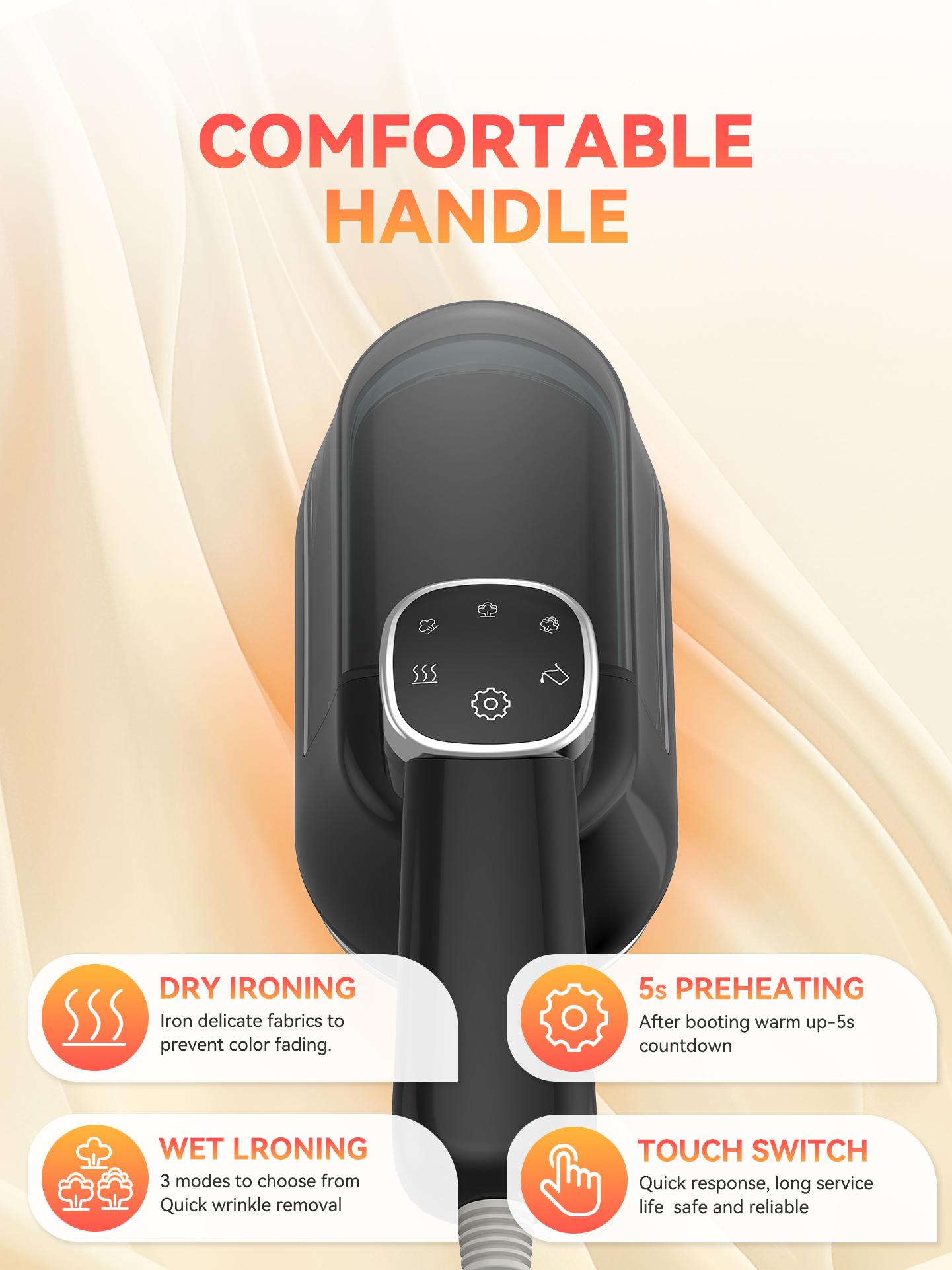 Portable Handheld Steamer for Clothes,10s Heat Up,1200W Steamer ＆ Iron 2 In 1,160ml Capacity Travel Size Garment Steamer,Large Ceramic Heat Panel for 110V~120V Only