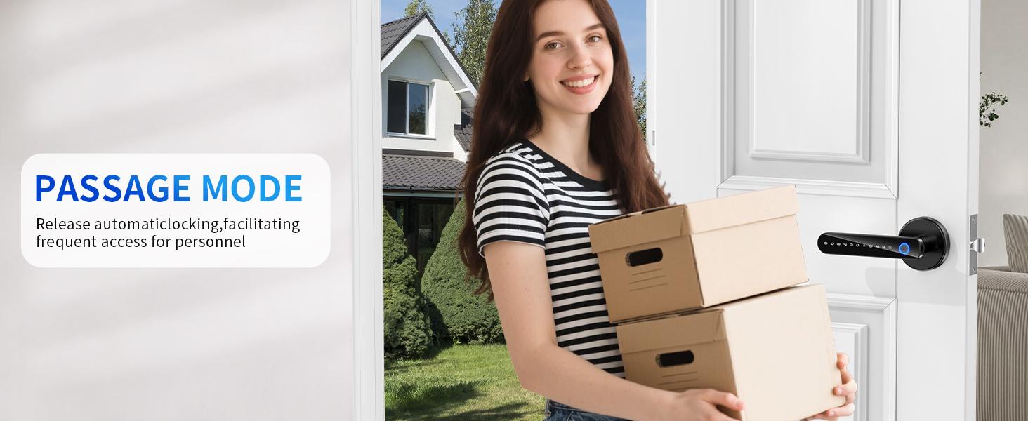 [Father's Day Gift]Smart Fingerprint Door Lock with App Control, 1 Count Keyless Entry Lock with Keypad Handle, Digital Electric Biometric Smart Door Lock for Bedroom, Keyless Entry Door Handle - Spring Glow Up