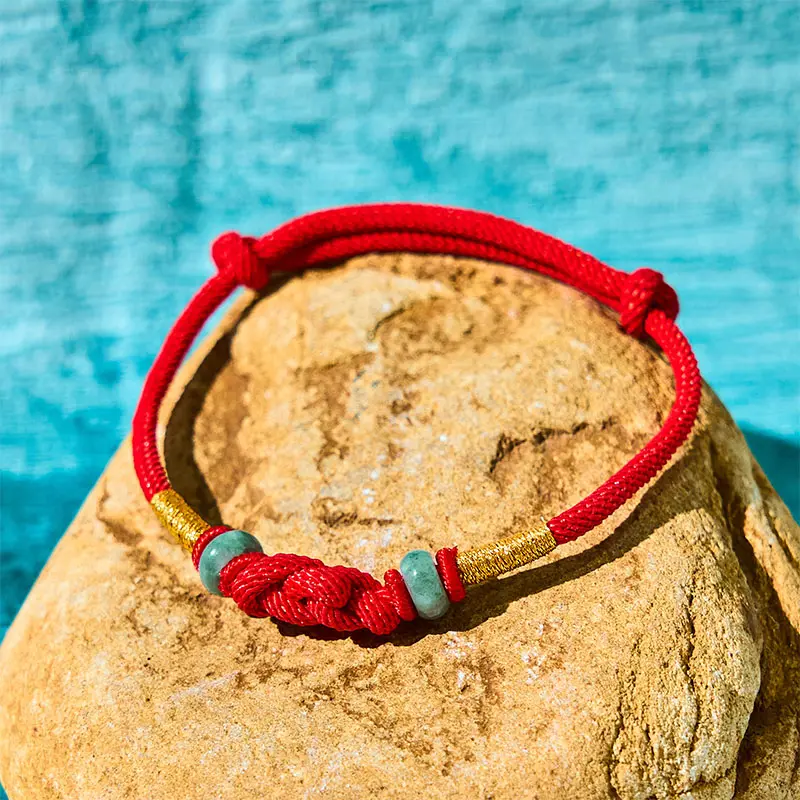 BuddhaStones High Quality Red String Jade Jewelry Bracelet - Feng Shui Lucky Charm for Wealth, Fortune, Positive Energy - Braided Unisex Daily Wear Anklet for Men Women